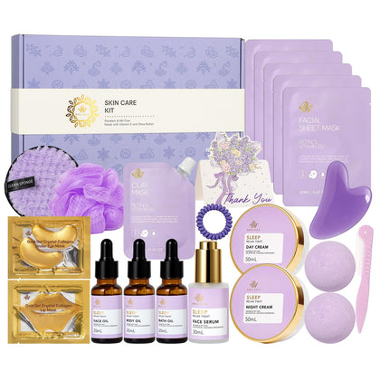 Coffret de soins de peau lavande 23 pièces RA ROSA ACCA vue de face