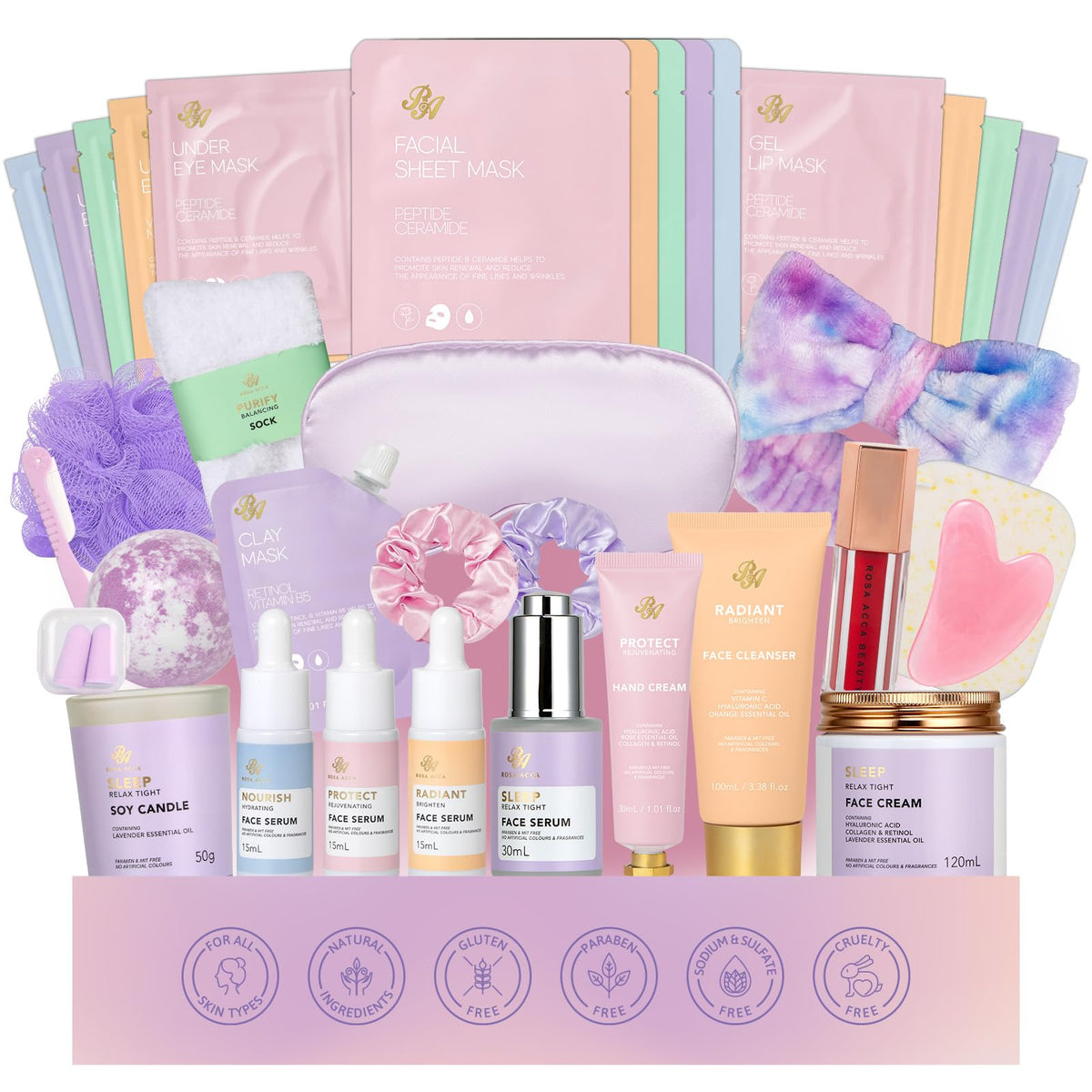 Coffret de soins hydratants RA ROSA ACCA avec 38 pièces