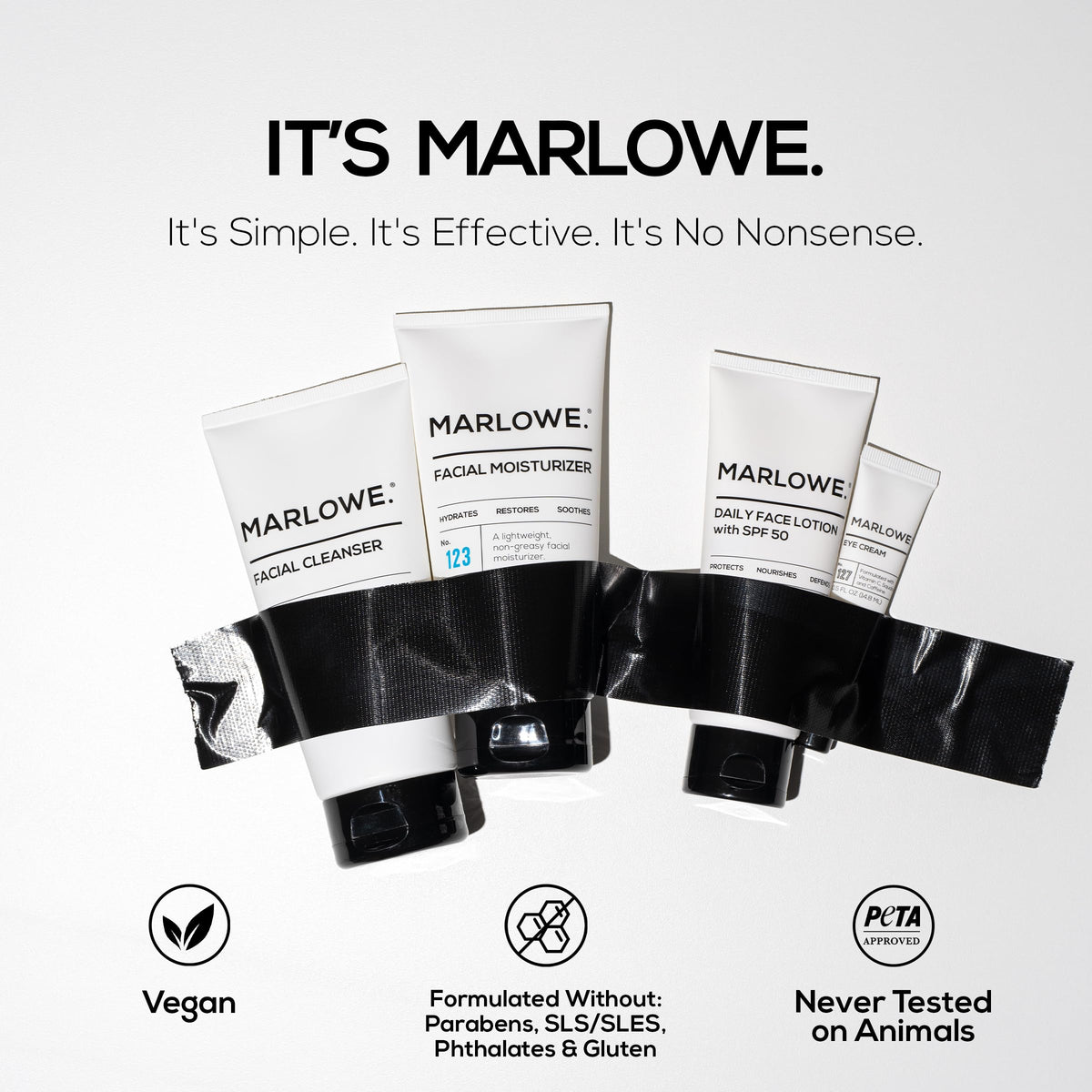 Coffret de soins MARLOWE. ouvert avec tous les produits