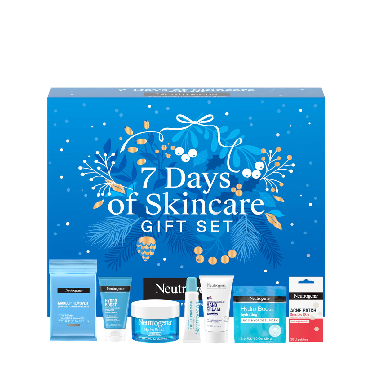 Coffret de soins Neutrogena 7 jours avec produits visibles