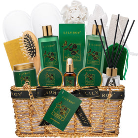 Coffret de soins spa LILY ROY 18 pièces avec panier tressé