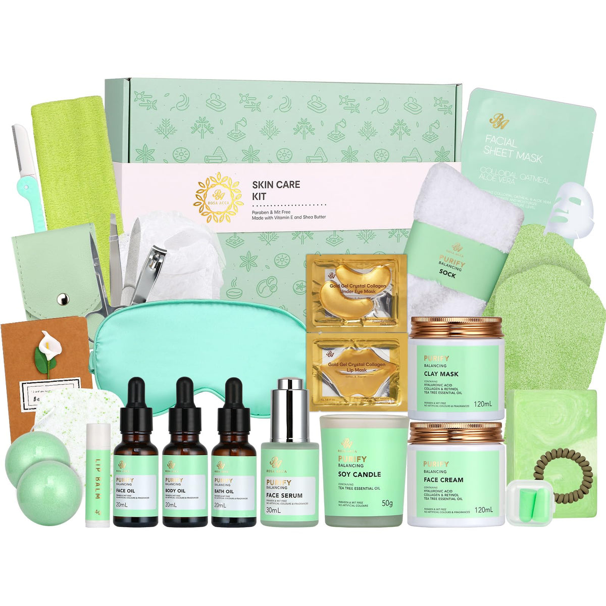 Coffret de soins visage RA ROSA ACCA 30 pièces avec produits variés