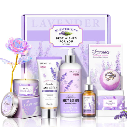Coffret de Spa Lavande LUCOTIYA avec produits et boîte cadeau