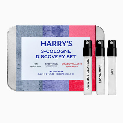 Coffret découverte de colognes Harry's avec trois flacons de parfum
