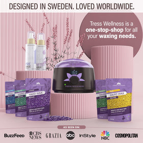 Coffret du kit d'épilation Tress Wellness sur fond blanc