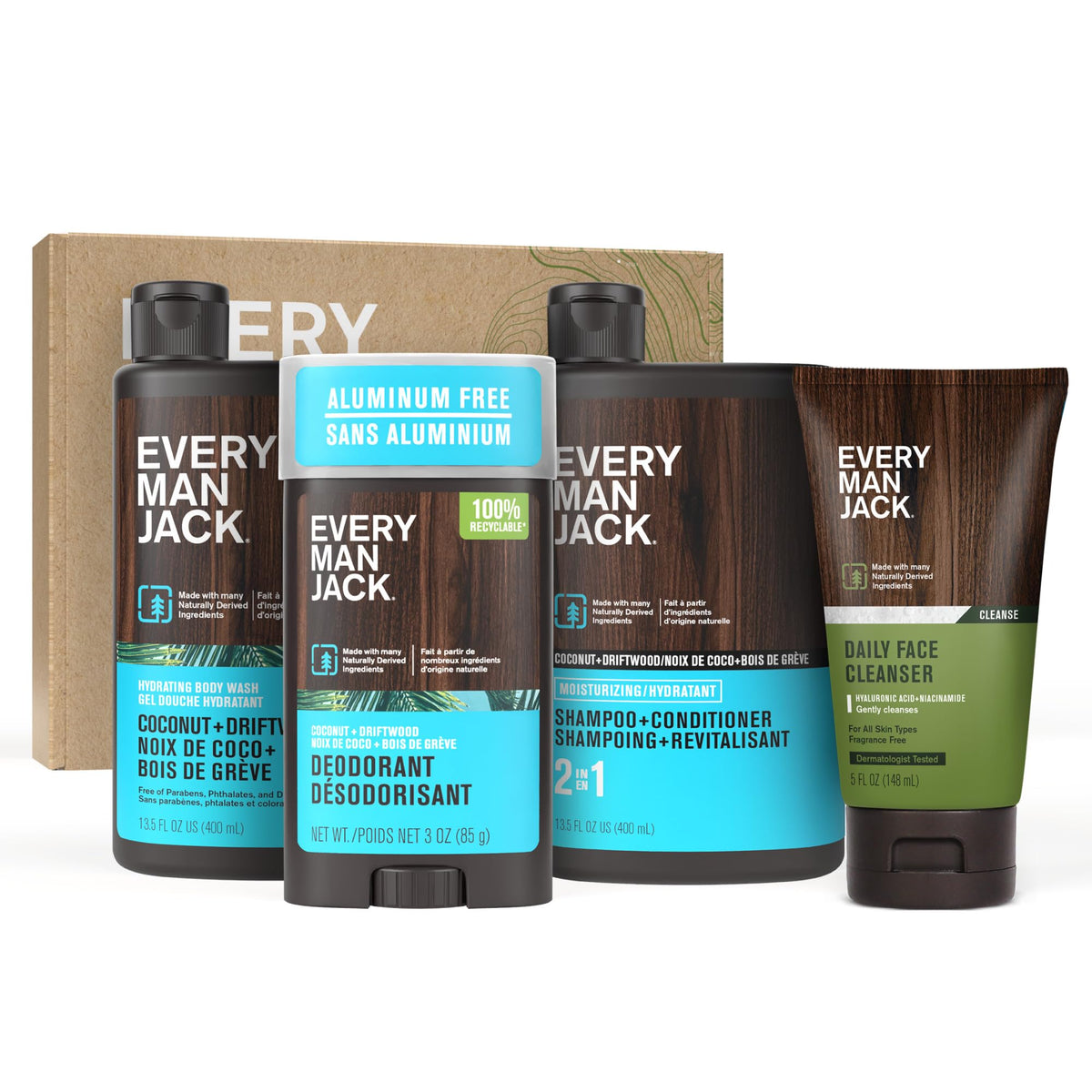 Coffret Every Man Jack Coco Driftwood avec gel douche et déodorant