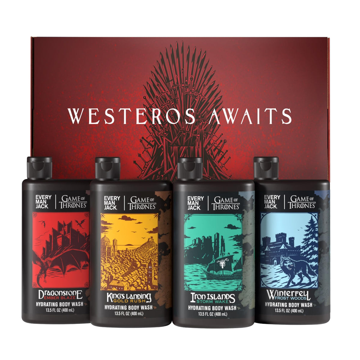 Coffret gel douche Every Man Jack Game of Thrones avec quatre flacons