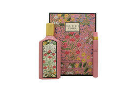 Coffret Gucci Flora Gorgeous Gardenia avec flacon de 100 ml et spray de voyage de 10 ml