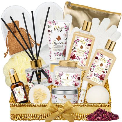 Coffret LILY ROY 17 pièces avec produits de soin dans un panier tressé