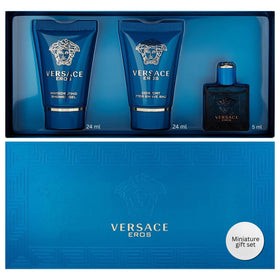 Coffret mini parfum Versace Eros avec EDT, gel douche et baume après-rasage