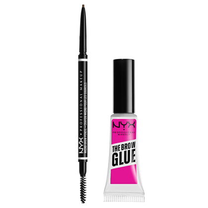 Coffret NYX Micro Brow Pencil Ash Brown et Brow Glue transparent
