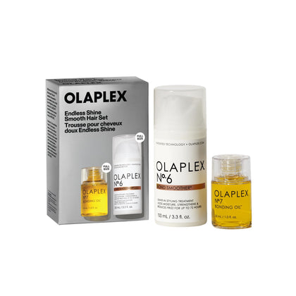 Coffret Olaplex N°.7 et N°.6 vue de face avec emballage