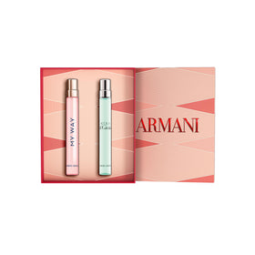 Coffret parfum Armani Beauty ouvert avec les flacons visibles