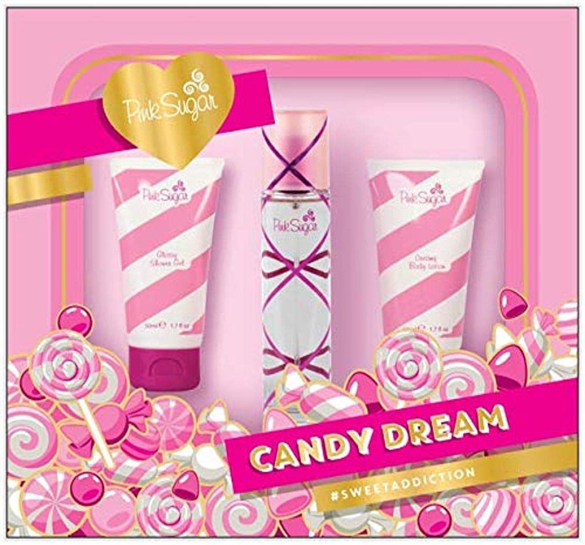 Coffret Pink Sugar contenant Eau de Toilette 50ml, gel douche et lait corporel