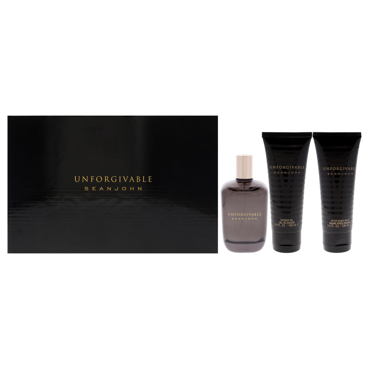 Coffret Sean John Unforgivable Men avec EDT, gel douche et baume après-rasage