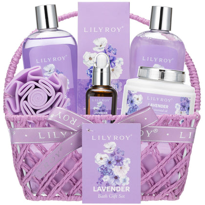Coffret spa lavande LILY ROY avec gel douche et crème pour le corps