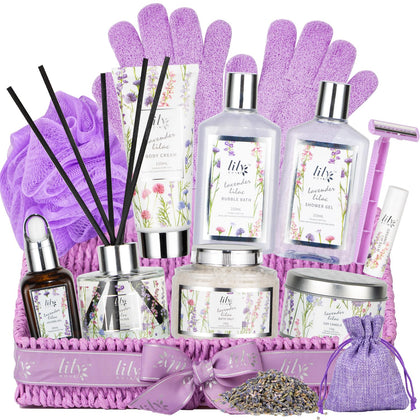 Coffret spa LILY ROY 15 pièces avec panier tressé