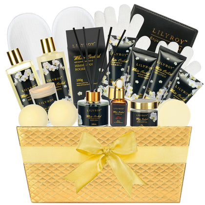 Coffret spa LILY ROY avec 18 produits dans un panier tressé