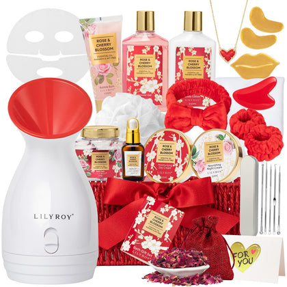 Coffret spa LILY ROY de 27 pièces avec panier tressé