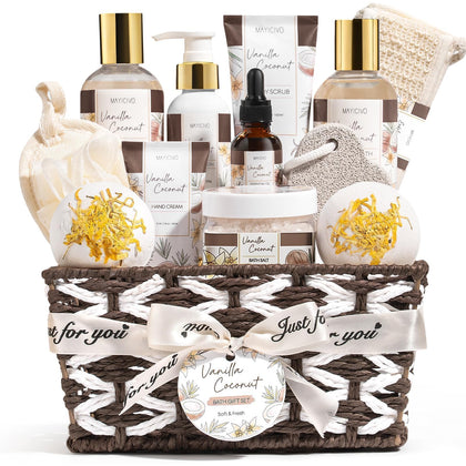 Coffret spa MAYICIVO avec produits de soin et panier en osier