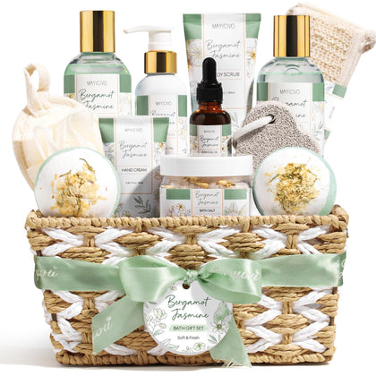 Coffret spa MAYICIVO avec produits de soins et panier tissé