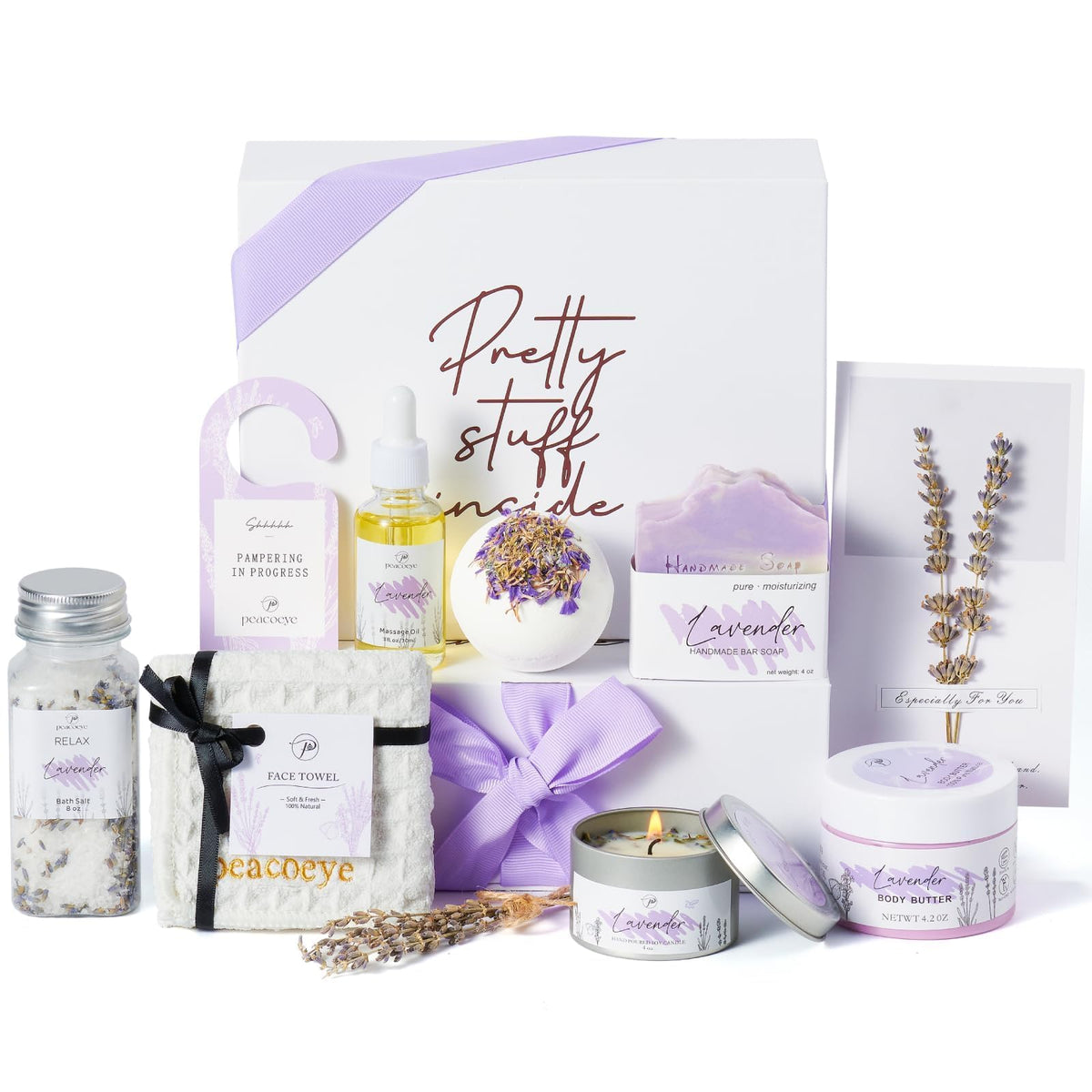 Coffret spa peacoeye avec bougie parfumée et savons