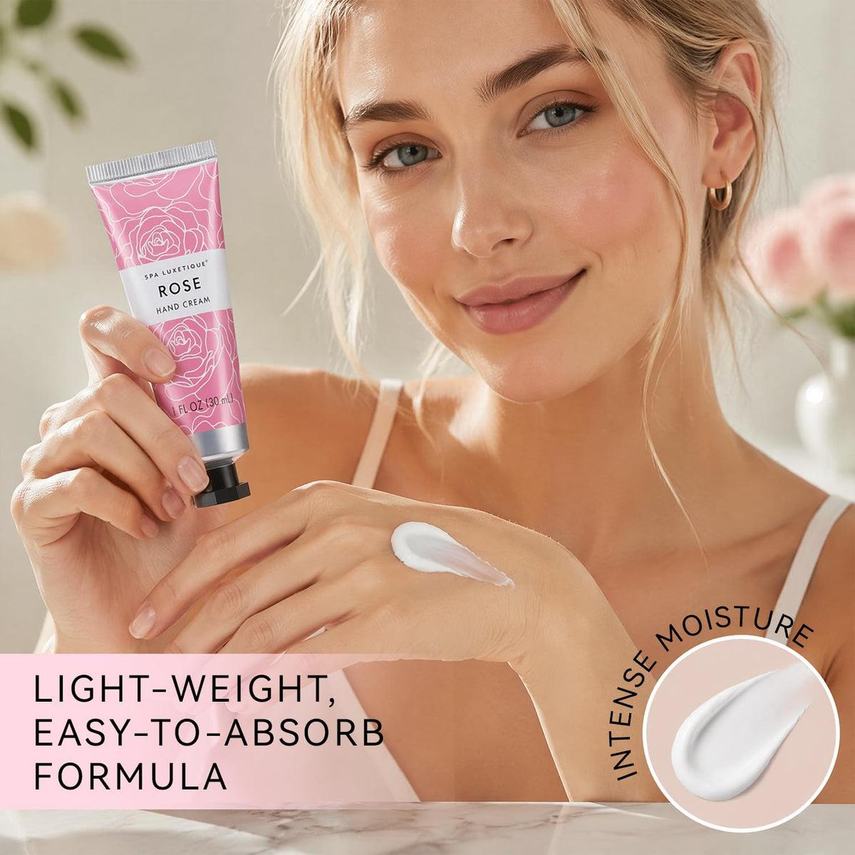 Coffret Spa Rose ouvert, montrant tous les produits