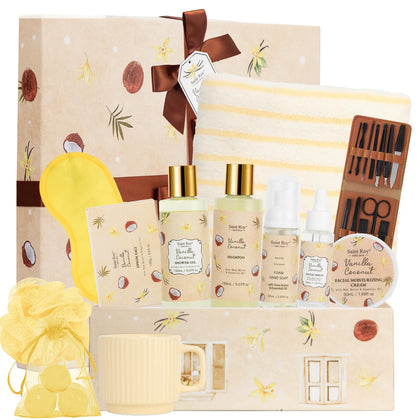 Coffret Spa Vanille Noix de Coco 33Pcs de Saint Roy avec gel douche et crème