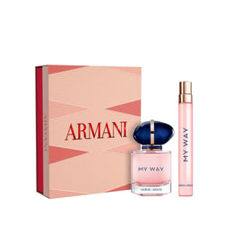 Coffret voyage My Way d'Armani Beauty avec deux flacons de parfum.