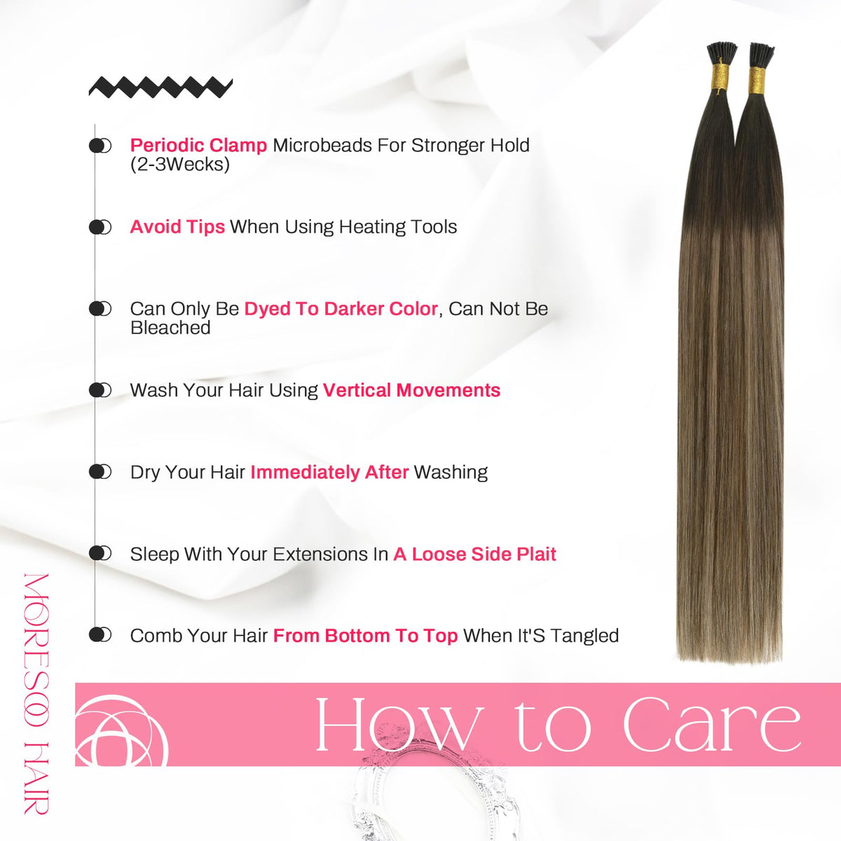 Coiffure avec extensions I Tip Moresoo en style bouclé