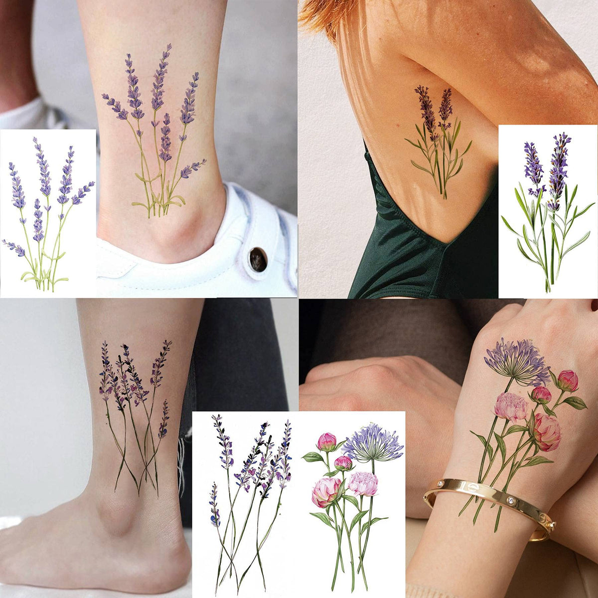 COKTAK tatouage temporaire lavande sur bras