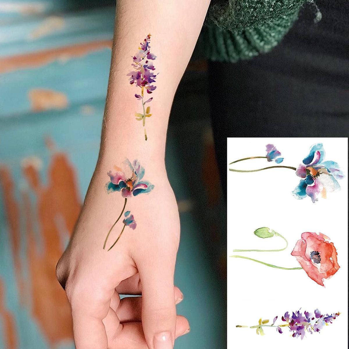 COKTAK tatouage temporaire lavande sur épaule