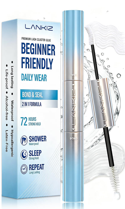 Colle à faux cils LANKIZ modèle 72H vue de face avec applicateur