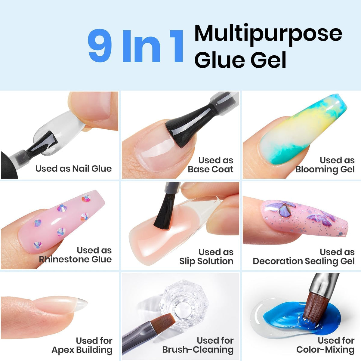 Colle à Ongles 9 en 1 beetles avec accessoires de manucure
