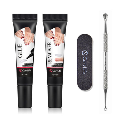 Colle à ongles CurvLife 10g et dissolvant 10ml en packaging