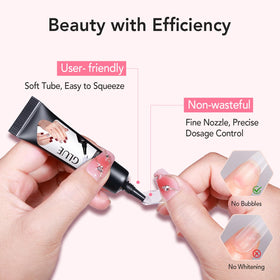 Colle à ongles CurvLife en application sur des faux ongles