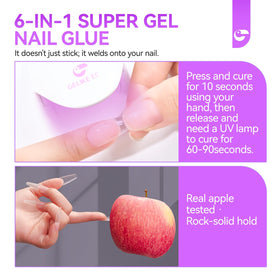 Colle à ongles gel 6 en 1 gelike ec en cours d'application