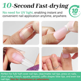 Colle à ongles LEYKOSH en application sur des faux ongles