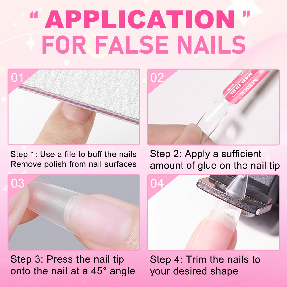 Colle à ongles MEKK avec des décors d'ongles