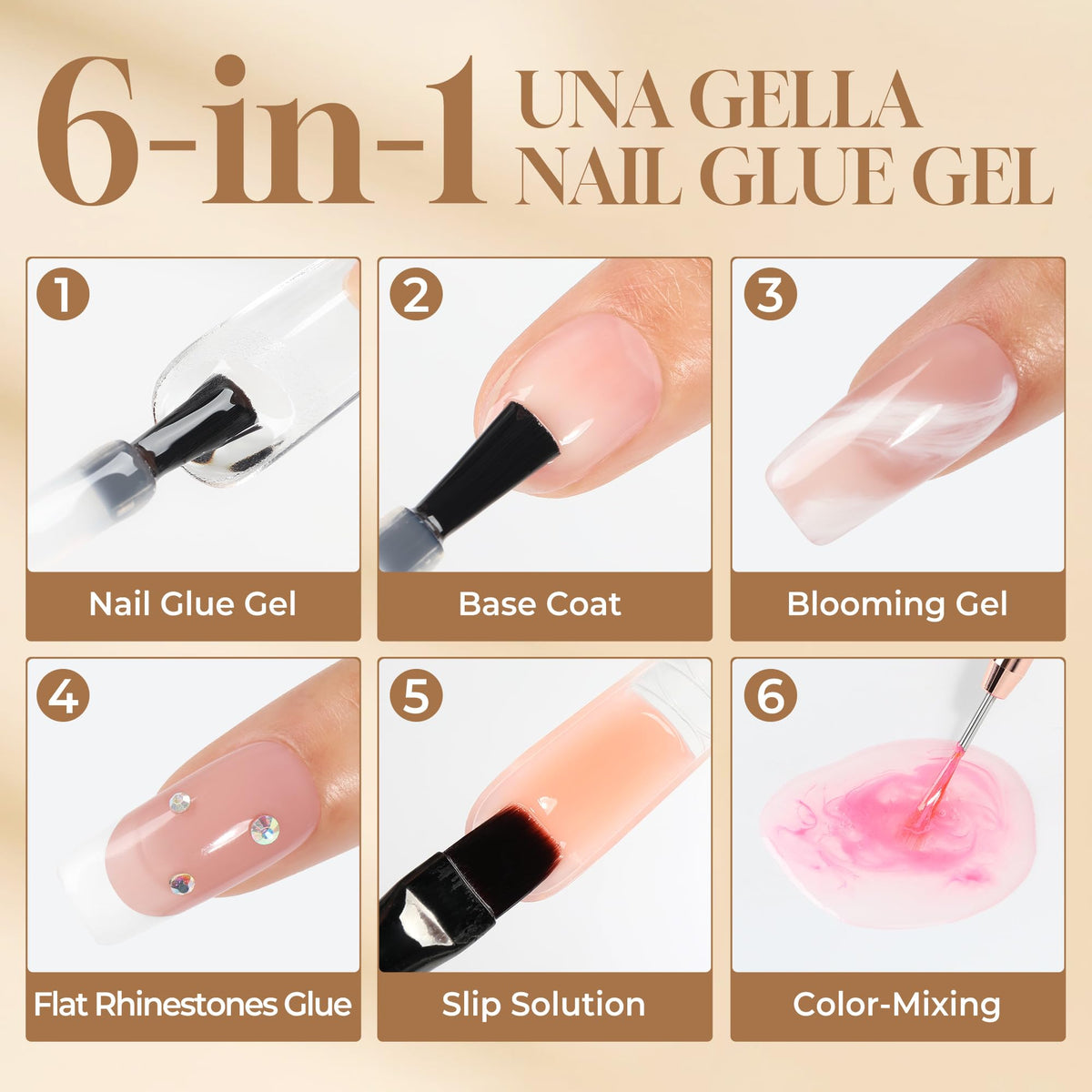 Colle à ongles UNA GELLA avec vernis gel