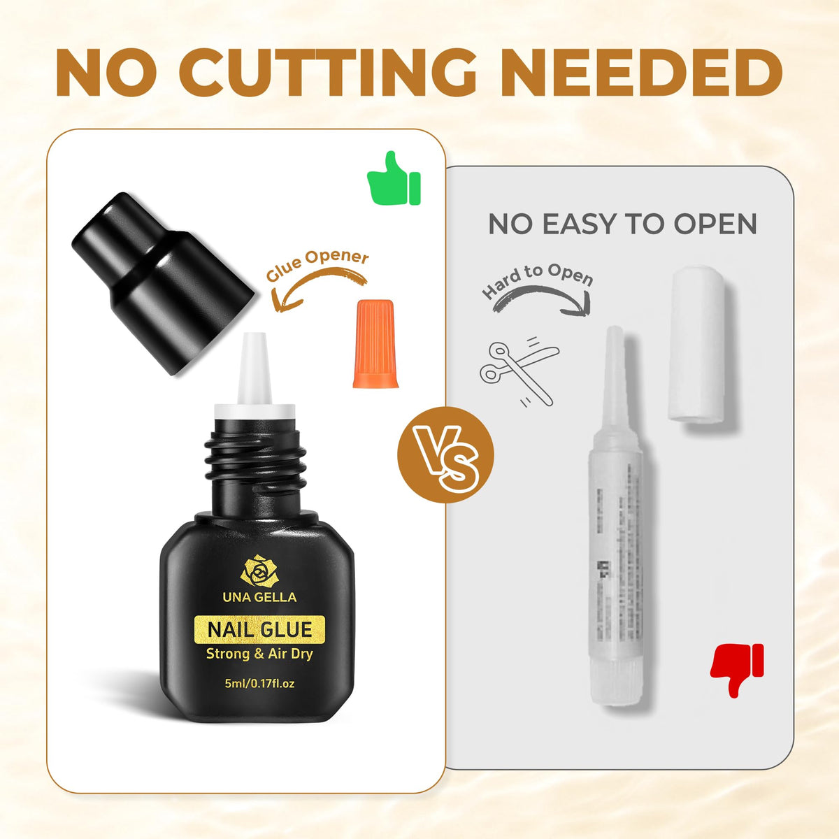 Colle à ongles UNA GELLA en action sur des faux ongles