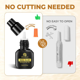 Colle à ongles UNA GELLA en action sur des faux ongles