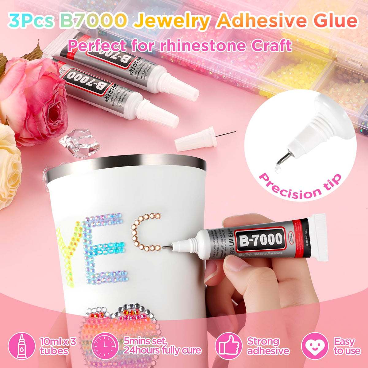 Colle B7000 et outils inclus dans le kit Zefy