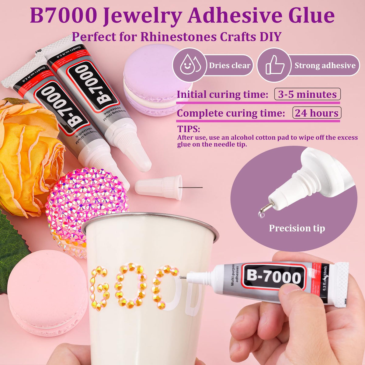 Colle B7000 pour strass TINKRSTUFF avec aiguille de précision
