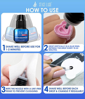 Colle d'extension de cils STACY LASH avec accessoires de salon