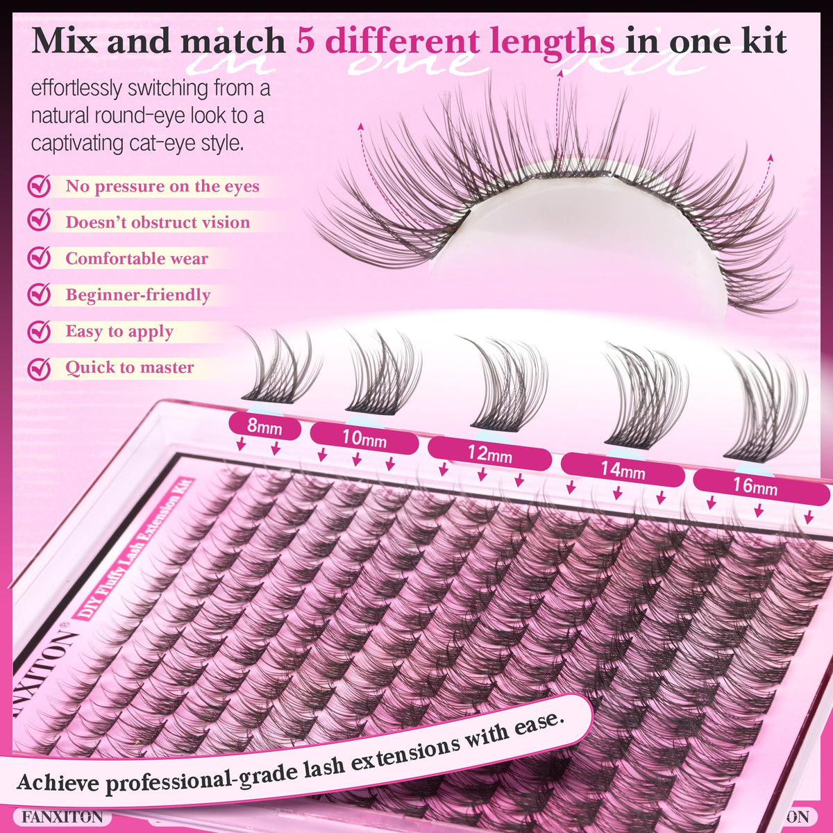 Colle et scellant du kit d'extensions de cils FANXITON