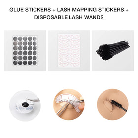 Colle pour cils et anneaux de colle inclus dans le kit