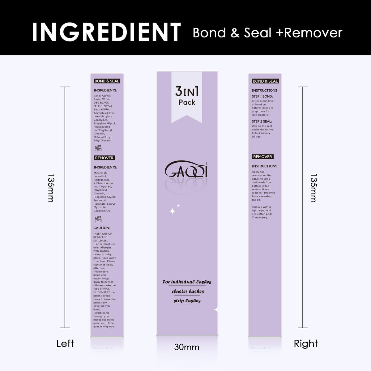 Colle pour cils GAQQI avec applicateur