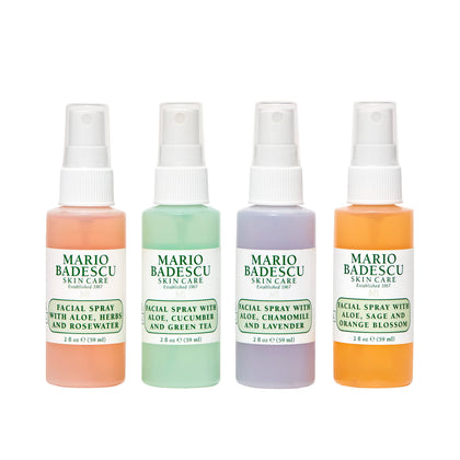 Collection de brumes faciales Mario Badescu avec quatre flacons de 60 ml