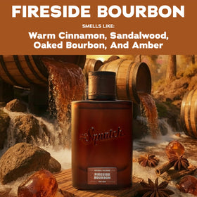 Cologne Dr. Squatch Fireside Bourbon sur une surface en bois